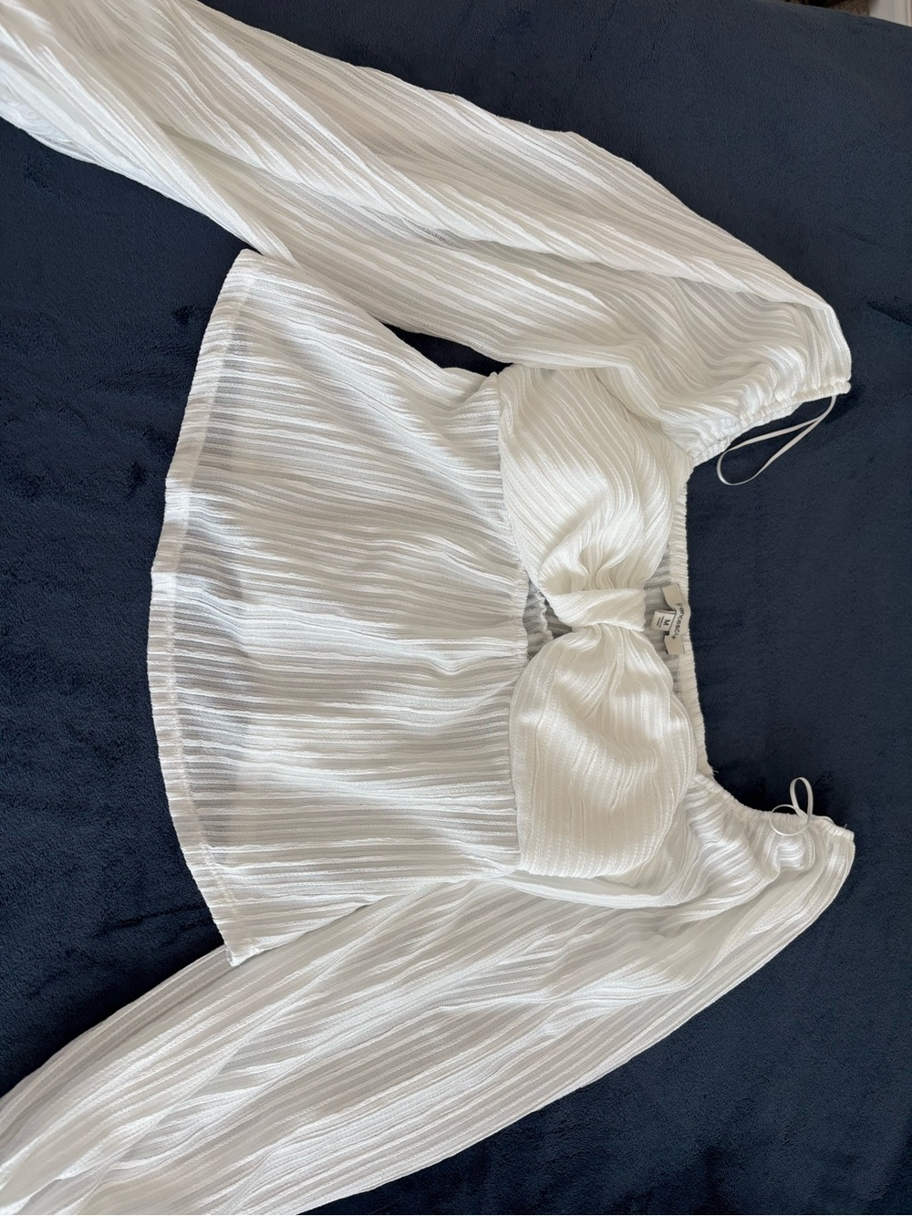 Francesca's White Long-Sleeve Tie-Front Blouse
